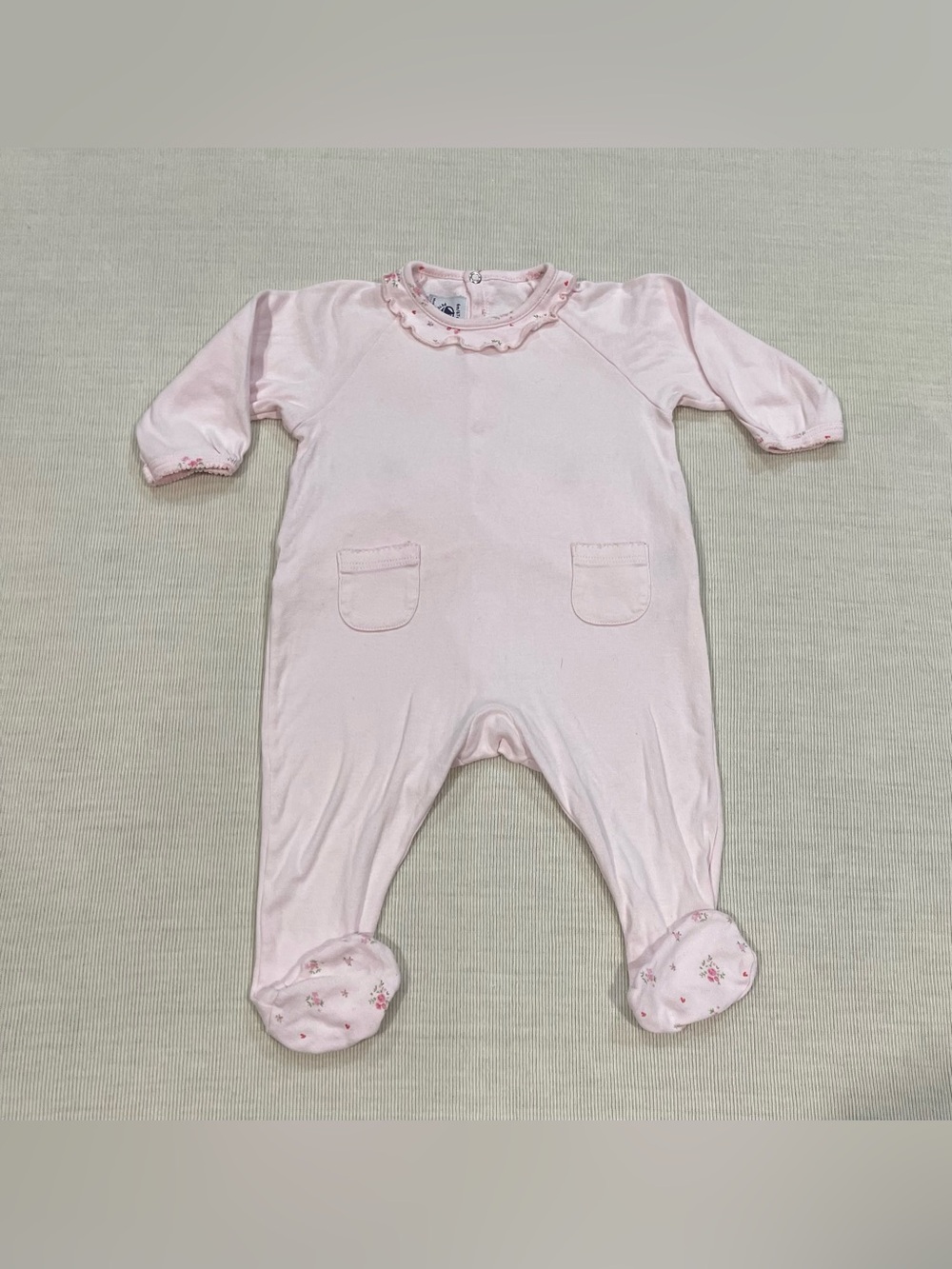 Petit Bateau Floral Baby Sleepsuit Romper Pink 6M / 67cm